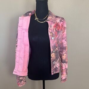 Pink Floral Reversible Jean Jacket by Alison Sheri BNWT